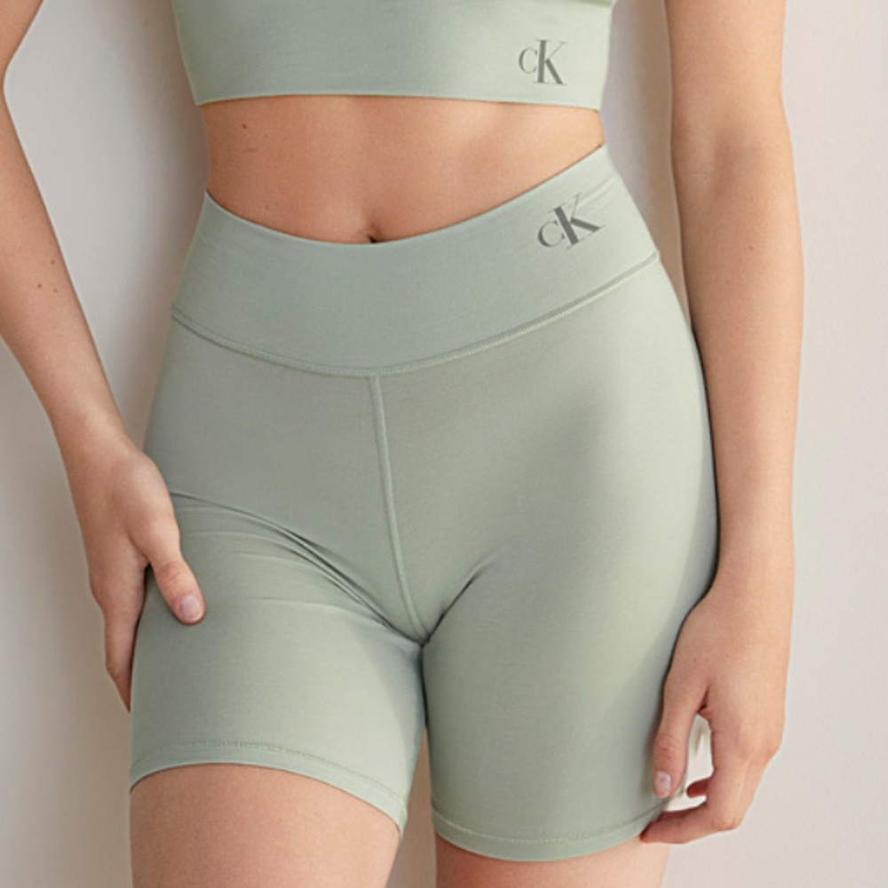 Calvin Klein light green flex fit CK logo lounge bike shorts NWT